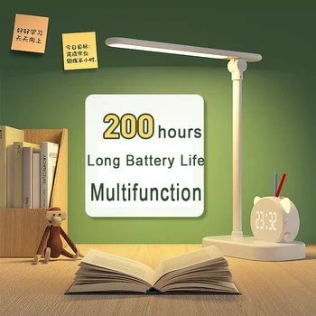 Masa Lambası LED masa Lambası kalemlik Saat USB Şarj Edilebilir Göz Koruması Modern Başucu Lambası Ofis Öğrenci okuma ışığı