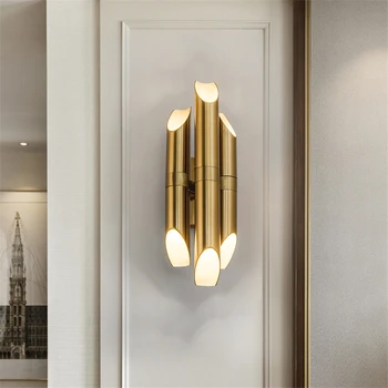 Post Modern Altın Lüks Boru duvar Lambaları Villa oturma odası yatak odası İskandinav Otel aplik aplik duvar ışıkları Koridor Deco armatürleri