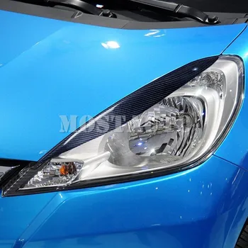 Honda Fit Caz için Gerçek Karbon Fiber Dış Far Kapağı Göz Kapağı Kaş Trim 2007-2013 2 adet Araba Aksesuarları