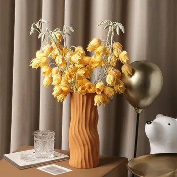 1 adet Su Dalgalanma Buzlu Çiçek Seramik Vazo Morandi Renk Süs Masa Vazo Basit Ev Oturma Odası Dekor