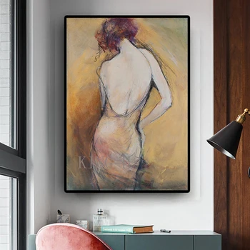 Seksi kız Resim El Boyalı Modern Soyut Palet Bıçağı Yağlıboya Tuval Duvar Sanatı noel dekorasyon ev ıçin seksi