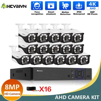 H. 265 4 K Ultra HD Video Gözetim Sistemi 16CH H. 265 DVR 8MP Güvenlik Kamera Sistemi IR Gece Görüş IP66 Su Geçirmez CCTV Kiti