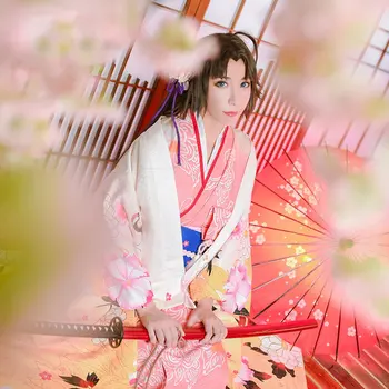FGO Ryougi Shiki Cosplay Kostüm Kader Grand Sipariş Kara hiçbir Kyoukai Çiçek Kimono Yukata Üniforma Kıyafet Anime Cosplay Kostümleri