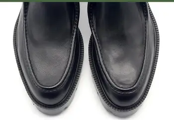 Yeni moda katı siyah yarım çizmeler hakiki deri Çöl botları erkek ayakkabısı klasikleri platform ayakkabılar erkek botları