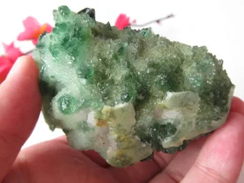 186g Benzersiz Doğal Yeşil Kristal Küme İskelet Kuvars Noktası Değnek mineral Şifa kristal dürzi vug Numune doğal taşlar