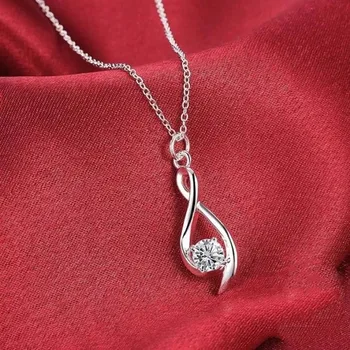 Infinity Bayanlar Kolye Gümüş Zirkon Taş ile Kadınlar için 925 Ayar Gümüş Kolye Ücretsiz Kargo