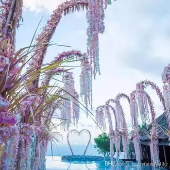 100 cm Yapay Sahte Ipek Gül Çiçek Asma Düğün dekorasyon el yapımı çiçek Çelenk Düğün / Ev / parti Dekor Dekoratif Flowe