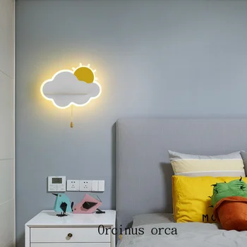 Çocuk odası duvar lambası bulut karikatür sıcak Amerikan modern basit başucu lambası kız göz koruması led odası lamba
