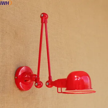 IWHD kırmızı Modern LED duvar ışıkları fikstür Armatür ev aydınlatma Demir salıncak Uzun kol Duvar Lambası Aplik Lamparas De Pared