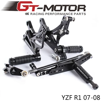 GT Motor - Tam CNC Alüminyum Motosiklet Ayarlanabilir Rearsets Arka Setleri Ayak Kazıklar YAMAHA YZF R1 2007-2008