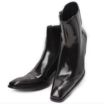 Satılık siyah savaş botları elbise askeri bot iş ayakkabısı erkekler yan fermuar chelsea yarım çizmeler kovboy çizmeleri erkekler