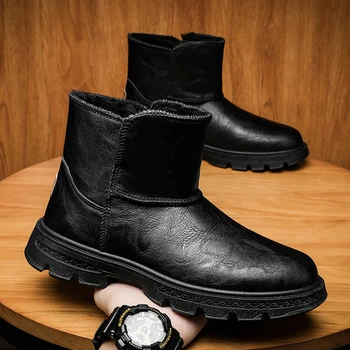 QZXYL Kış Yüksek Çizmeler Adam Artı Kadife Sıcak Tutmak ıçin Pamuk Kar Botları Açık Su Geçirmez pamuklu ayakkabılar Takım Iş erkek ayakkabısı