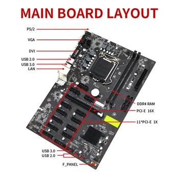 HOT-B250 BTC Madencilik Anakart ile G3920 veya G3930 CPU CPU+RGB Fan+SATA Kablosu 12 Xgraphics Kart Yuvası LGA 1151 DDR4 USB3.0 için BT