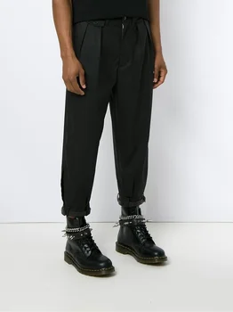 Rahat erkek pantolon bağlama kemer dokuz cent kalın sonbahar ve kış gençlik moda kentsel siyah yeni moda trendi