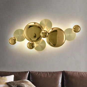 Galvanik altın Diskler duvar ışıkları Nordic duvar lambası lüks tasarım lotus yaprağı başucu lambası Kapalı Dekorasyon salonu ışık