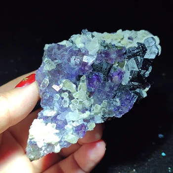142 Doğal mor florit, siyah Wu kristal mineral kaya, ev dekorasyon, şifa yüzük ven orijinal kaya kristal taş