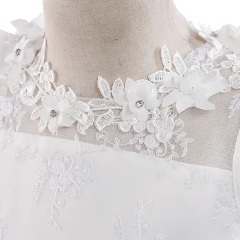 Muhteşem Scoop Boyun Boncuk Dantel Çiçek Kız Elbise Düğün İçin Şerit Bow Kanat Kızlar İlk Communion Özel Durum Elbise