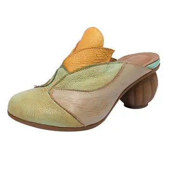 Johnature Karışık Renkler yazlık terlik Hakiki Deri Kadın Ayakkabı Dikiş Slaytlar Dış Giyim El Yapımı Eğlence Bayanlar Terlik
