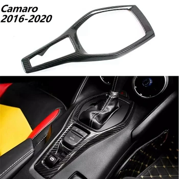 Gerçek Karbon Fiber Araba Vites Kolu Konsol ayar kapağı Çerçeve Dekorasyon Çerçeve Şanzıman Chevy Camaro 2016-2020 ıçin