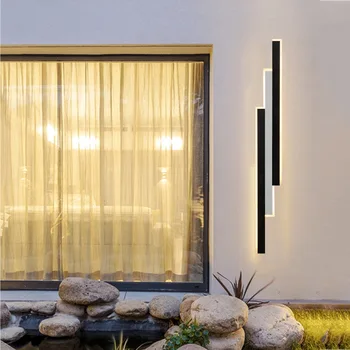 Uzun Şerit Açık Su Geçirmez LED Duvar Lambası AC 85-265 V Balkon Bahçe Merdiven Villa Giriş Avlu Dekoratif Aydınlatma