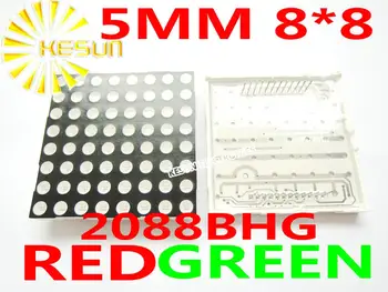 50 ADET x 5MM 8X8 Kırmızı Yeşil bi-renk Ortak Anot 60 * 60 LED Dot Matrix Dijital Tüp Modülü 2088BHG LED Ekran Modülü ışık Boncuk