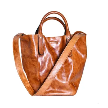 Yeni orijinal basit ilk katman dana bayan çanta moda büyük kapasiteli yumuşak hakiki deri tote çanta kadın çantası