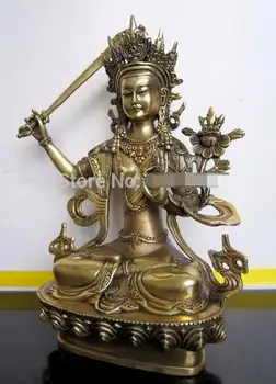 ZSR817 Koleksiyon Tibet Budist bronz MANJUSHRİ buda heykeli