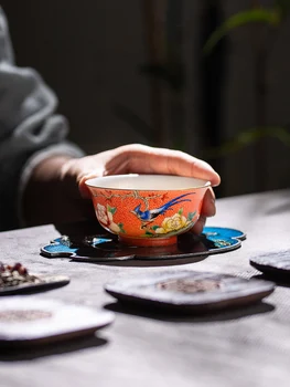 Cy El Yapımı Pastel Haddeleme Porselen Usta Fincan Kung Fu Çay Bardağı Seramik Jingdezhen çay Seti Kişisel El Boyalı Çay Bardağı