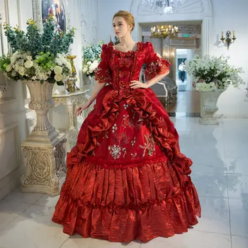 100 % gerçek şarap kırmızı ılmek venedik karnaval balo Ortaçağ Rönesans Elbise kraliçe viktorya dönemi tarzı elbise / Marie Antoinette / Belle topu