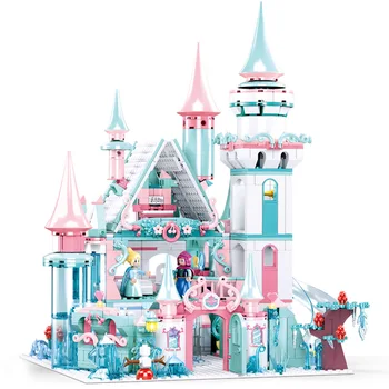 Prıcess Kızlar Şehir Kar Dünya Buz Kale Yapı Taşları Kız Kraliçe Tuğla Klasik Enlighten Modeli DIY Oyuncaklar Çocuklar Için Noel Hediyesi