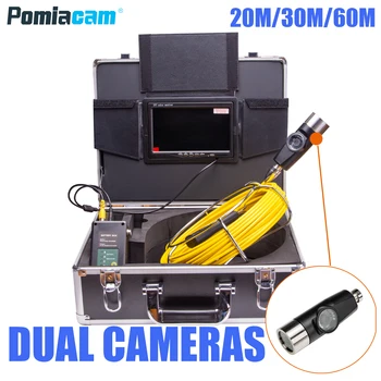 WP70E 20 M-50 M Kablo Endoskop 7 inç LCD 12LED/6LED Çift kameralar Kanalizasyon Boru Muayene Sistemi Borescope video ile Alüminyum kutu