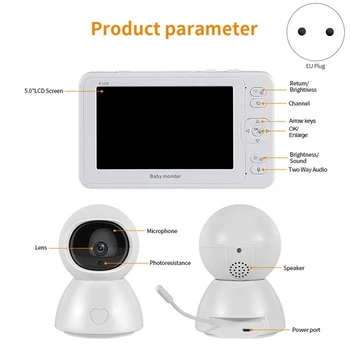 Bebek izleme monitörü 2MP HD Gece Görüş İki Yönlü Konuşma 5 İnç Video Dadı bebek kamerası Akıllı Ev kablosuz ip kamera