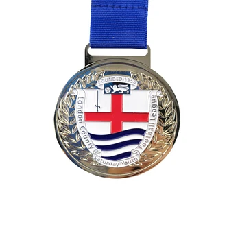 2.55 inç Özelleştirilmiş Çinko Alaşımlı Madalya Yuvarlak Parlak Gümüş Kaplama Madalyaları Futbol Madalyaları