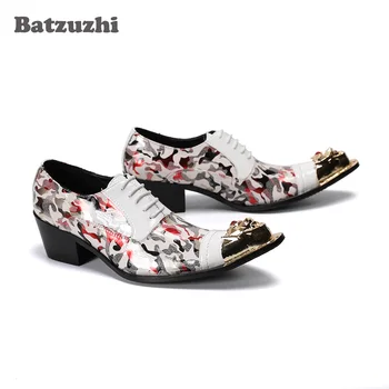 Batzuzhi 6.5 cm Yüksek Topuk erkek ayakkabıları Dantel-up Kişilik Erkek Elbise deri ayakkabı Sivri Burun Parti ve Düğün Erkek Ayakkabı! 6-12