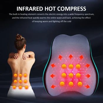 Isıtma masaj minderi ısıtma bel desteği masaj yastığı ped bellek köpük dolgu ile geri lomber ağrı kesici gevşeme için
