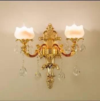 Avrupa duvar lambası oturma odası TV arka plan duvar yatak odası başucu lambası koridor atmosfer lüks kristal yeşim altın