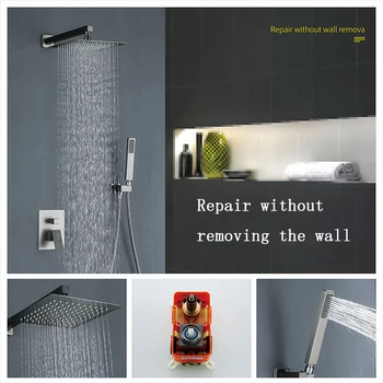 Duş Bataryası Seti Duş Sistemi Gizli Duş Başlığı Fırçalanmış Gri duş başlığı Duvara monte duş başlığı Iki fonksiyonlu Duş