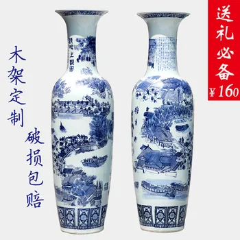 Jingdezhen seramik tabandan tavana boyama porselen vazo antika süsler dekore oturma odası