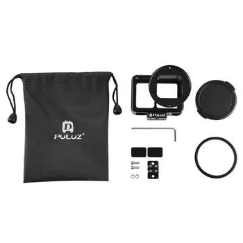 PULUZ Alüminyum Alaşım Koruyucu Kafes Kılıf GoPro Hero için 7 Siyah/6/5 Sigorta Çerçeve ve 52mm UV Lens ile Mükemmel GPS Veri Sinyali