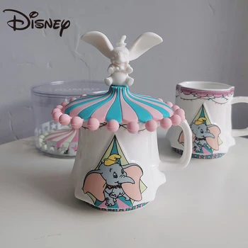 Disney Dumbo Kupalar Sevimli Seramik Karikatür Sirk Çadır Cuplid 250 ml Büyük Kapasiteli Kupalar Hediye Kahve Kupa Süt kupa