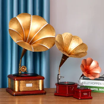 Nostaljik Vintage Fonograf Modeli Retro Plak Çalar Dekorasyon Süs Kahve Bar Ev Ofis Dekor Mefruşat ürünleri