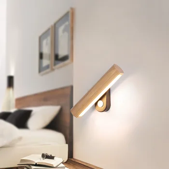 Ahşap Led duvar Lambası Modern aplik İskandinav aydınlatma armatürü Oturma yatak odası başucu Kapalı dekorasyon Okuma ev armatür ışık