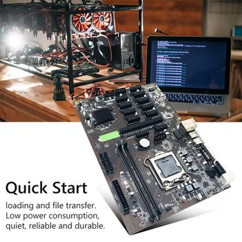 B250 BTC Anakart Kiti 12 GPU LGA1151 DDR4 SATA 3.0 USB 3.0 ile DDR4 8 GB 2666 MHz RAM için Bitcoin madenciliği Madenci