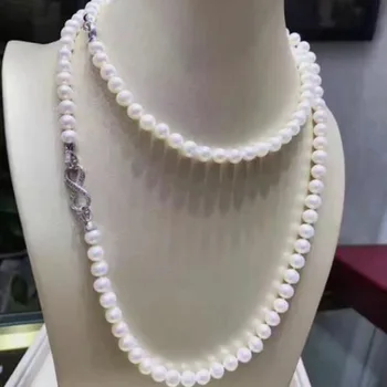 2 satırlar güney sea9 - 10mm yuvarlak beyaz inci necklace18 