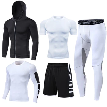 2022 erkek Eğitim Spor Seti Gym Fitness Sıkıştırma Spor Takım Elbise Koşu Sıkı Spor Giyim Giysi 4XL5XL Boy Erkek