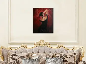 Duvar sanatı el boyalı portreler resimleri tuval üzerine yağlıboya Flamenko İspanyol Dansçı Siyah modern sanat kadın