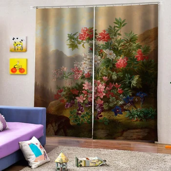 Özelleştirilmiş boyutu Lüks Karartma 3D Pencere Perdeleri Oturma Odası İçin moda çiçek perdeleri 3d perdeler