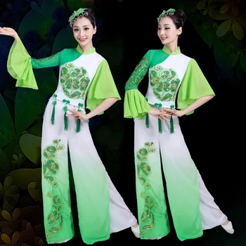 Klasik dans kostümü Kadınlar için Yetişkin Çin Yangko dans kostümü Kadın Fan Dans Elbise Sahne halk dans kostümü 89