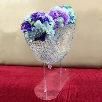 Parlak Oval şekil kristal akrilik boncuklu düğün centerpieces çiçek standı masa süsü düğün olay parti dekorasyon kaynağı
