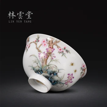 Lin Yuntang el boyalı emaye Master Fincan tek fincan Jingdezhen el yapımı seramik Kung Fu çay bardağı lyt9029